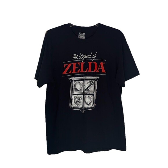 Nintendo Legends Of Zelda Shield Logo T-Shirt Mens Medium 2018 Black - Picture 1 of 6
